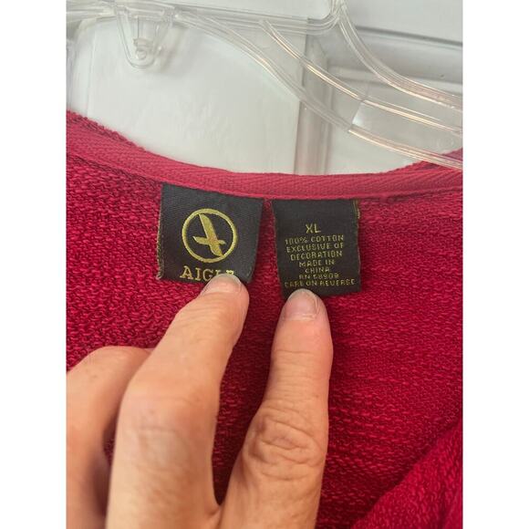 Aigle Full Zip Casual Sweater Jacket Cotton Hood Pocket Layer Hiking Outdoors XL - Picture 2 of 8